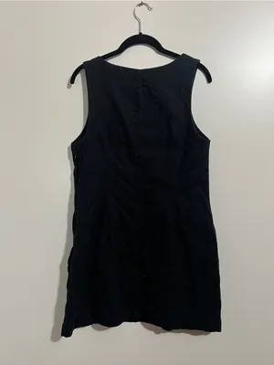 A&F Wide Strap Linen-Blend Mini Dress Black Size Medium with Pockets thumbnail 4