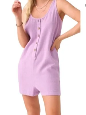 Faherty Dream Cotton Gauze Jamesport Romper In Nirvana Size Small Purple thumbnail 1