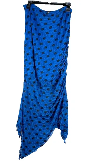 NWOT FREE PEOPLE Margot Convertible Maxi Skirt / Dress Blue XS Asymmetrical boho thumbnail 1