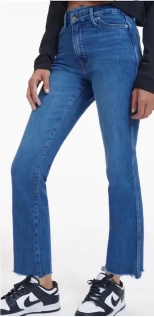 Good American Good Curve Crossover Straight Chewed Raw Hem Jeans Sz 27 thumbnail 1