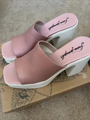 Free People Blush Pink Zoe Platform Slide Mules with White Sole thumbnail 3