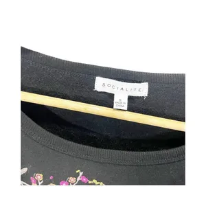 Socialite Womens Sweater Dress Black Floral Embroidered Long Sleeve‎ Stretch S thumbnail 6