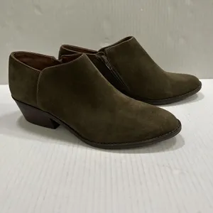 Lucky Brand Suede Bootie‎ Boots Womens 9 Green Ankle Zip Low Block Heel thumbnail 2