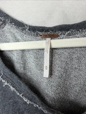 Free People Washed Charcoal V-Neck Pullover thumbnail 3