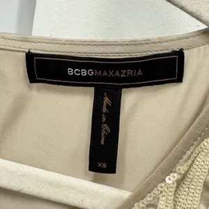 BCBGMAXAZRIA Silk Mini Dress Pebble Beige‎ Sequin Embroidered Champagne Party XS thumbnail 7