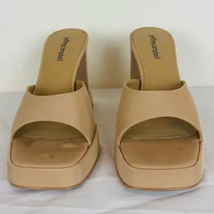 Jeffrey Campbell Ninety square toe platform sandal in tan. Size 8 thumbnail 3
