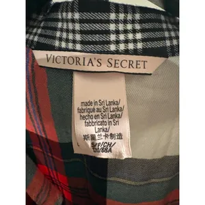 Victorias Secret Red Plaid Flannel Romper LOVE Rhinestone Sleepwear Small Lounge thumbnail 5
