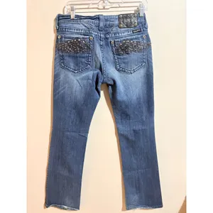 Miss‎ Me Bootcut Jeans Womens 31 Blue Excellent Angel Wing Studded JP5331B4 thumbnail 2