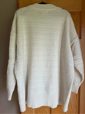 Chic Soul Cream Horizontal Ribbed Knit Oversized Slouchy Sweater Plus Size 1X thumbnail 4