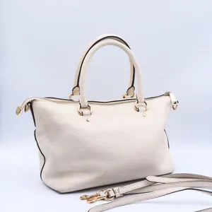 Coach Emma Satchel Women Small Cream Pebbled Leather Handbag F31466 Gold thumbnail 3