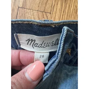 Madewell 1 denim‎ mini skirt Pieced McCarren patchwork raw hem boho jean wo… thumbnail 6