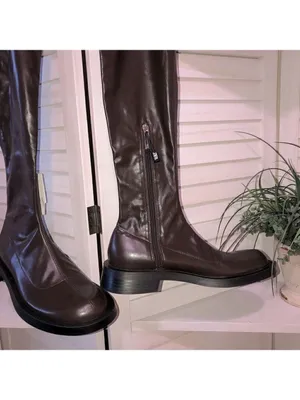 Zara Over The Knee Brown Flat Boots Size 7 5 thumbnail 4