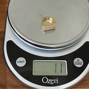 Vintage 18KGE Gold Electroplated Pave Baguette Clear Stones Flat Top Unisex Ring thumbnail 12