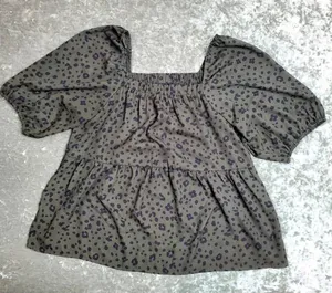 Bobeau‎ Green Leopard Print Top thumbnail 1