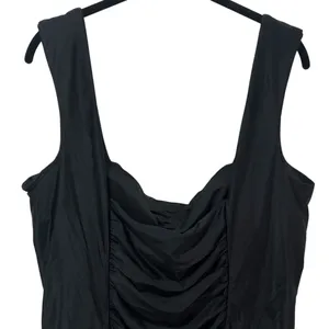 NEW J. Crew Black Ruched Square Neck One Piece‎ Swimsuit Resort Beach Size 22 thumbnail 6