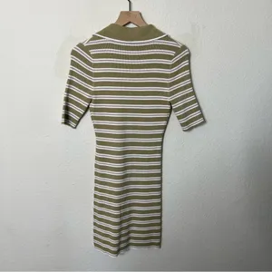 Favorite Daughter‎ Green Striped Polo Knit Dress Short Sleeve Womens Size L thumbnail 4