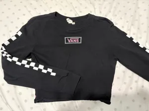 Long Sleeve Black Checkered Logo Crop thumbnail 1