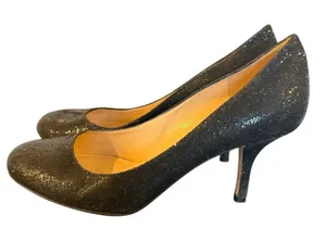 Kate Spade black glitter round toe pumps heels 8 thumbnail 1