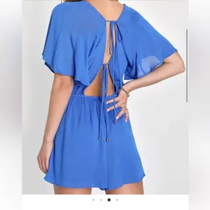 ⚜️ 3/$25 ⚜️ NWOT Lulus Blue Strappy Surplice Flutter Sleeve Romper, size XS thumbnail 2