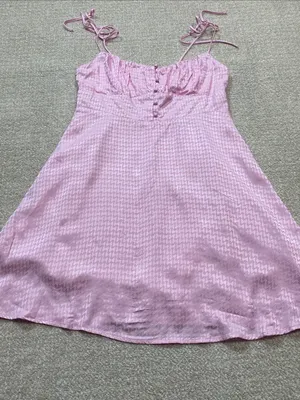 Astr Pink Tie-Shoulder Mini Dress with Ruched Bodice Size M 100% Viscose thumbnail 14