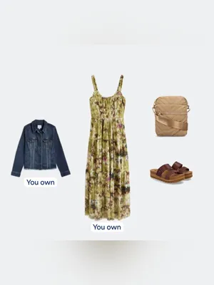 Stitch Fix nine britton Aubriella Olive Floral Tiered maxi size Medium thumbnail 4