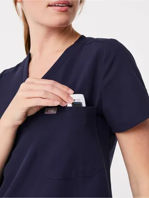 FIGS Catarina Scrub Top In Navy Blue thumbnail 4