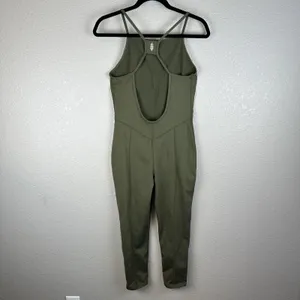 Free‎ People Movement Side To Side Performance Jumpsuit Size Medium Olive Green thumbnail 4