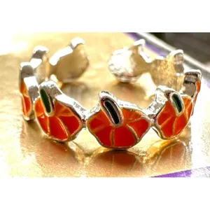 Pumpkin Ring New Orange Silver Adjustable Thanksgiving Autumn Jewelry Fe… thumbnail 12
