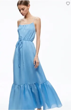 NWT Alice + Olivia Jayda ruffled Lyocell-blend voile maxi dress Blue‎ Sz 2 $495 thumbnail 1