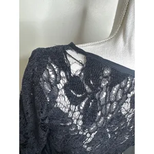 Free People Ruby Black Lace Mini Dress – Whimsigoth Boho Statement Sleeves Sz S thumbnail 5
