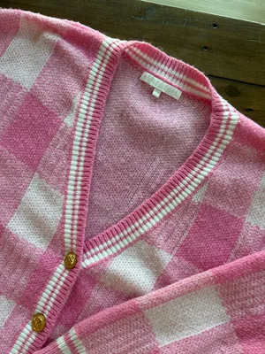 More to Come Revolve Bonnie Pink Plaid Cardigan Sweater XS thumbnail 7