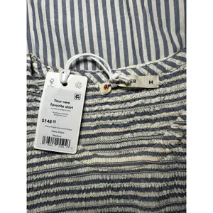 Marine Layer Darcy Smocked Poplin Dress M Pima Cotton NWT Navy Stripe thumbnail 16