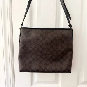 Coach Signature File Slim Crossbody Brown Black Coated Canvas Signature CC Bag thumbnail 5