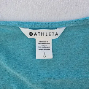 Athleta Breezy Wrap Tank Top Turquoise Blue Ruched V-Neck 988031 Large thumbnail 4