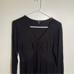 Cupio Women's Size Medium Babydoll Tunic‎ Top Black V-Neck Handkerchief Hem Long thumbnail 2