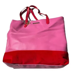 Vintage Juicy Couture Large Pink Leather Red Velvet Y2K Summer Travel Bag thumbnail 1