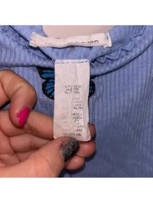 Caution to the Wind Y2K Blue Ribbed Tank Top with Butterfly DetailCrop Top Tank thumbnail 6