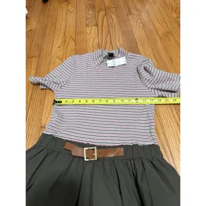 Maeve Anthropologie NWT Belted Twofer Striped Green Bubble Mini Dress‎ Medium thumbnail 9