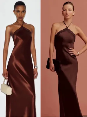Reformation Aara Silk Halter Maxi Dress Chocolate Brown thumbnail 2