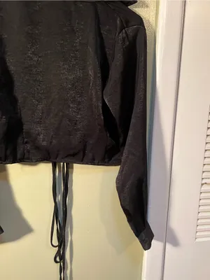 Cotton On Women’s Size Small Tie Front Blouse Long Sleeve Cropped Collar Satin thumbnail 7