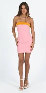 Princess Polly Mini Dress Pink Strapless HOCO orange rim thumbnail 1