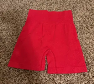 Ribbed Bike Shorts Solid Red Size Medium Nylon Spandex Blend Athletic Classic thumbnail 1