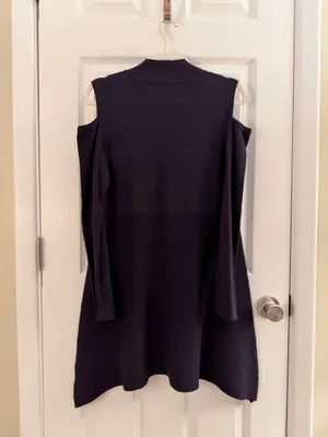 Style & Co Dark Purple Knit Mock Neck Cold Shoulder Sweater Dress Medium thumbnail 2