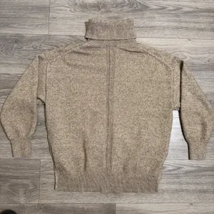 HM Womens Sweater S Oversized Beige Marl Turtleneck Wool‎ Blend Seam Detail thumbnail 6