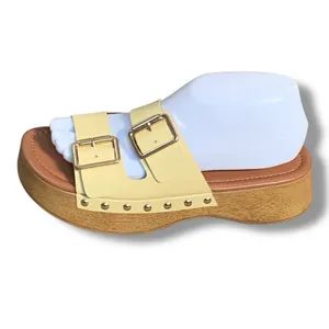 ASOS DESIGN Pale Yellow Flatform Open Toe Clogs Double‎ Buckle Detail Size 7 New thumbnail 11
