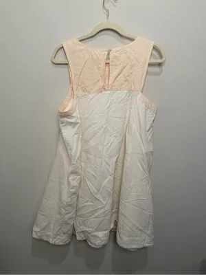 Porridge Clothing White Peach Linen Blend Swing Dress Size Large Sleeveless thumbnail 4