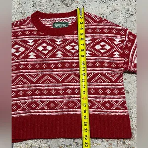 American Eagle Nordic Fair Isle Cozy Casual Sweater Size Small red white thumbnail 4