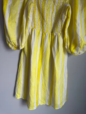 Tuckernuck Eubanks Wimberly Yellow Cabana Stripe Annie Smocked Dress Small thumbnail 6