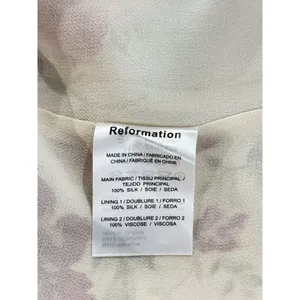 Reformation Mini Dress Beige Lanelle Silk Floral Off Shoulder Satin Smocked XS thumbnail 4