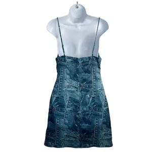 Urban Outfitters Sz S Dress‎ UO Mallory Cowl Neck Slip Denim Jeans Print Women’s thumbnail 10